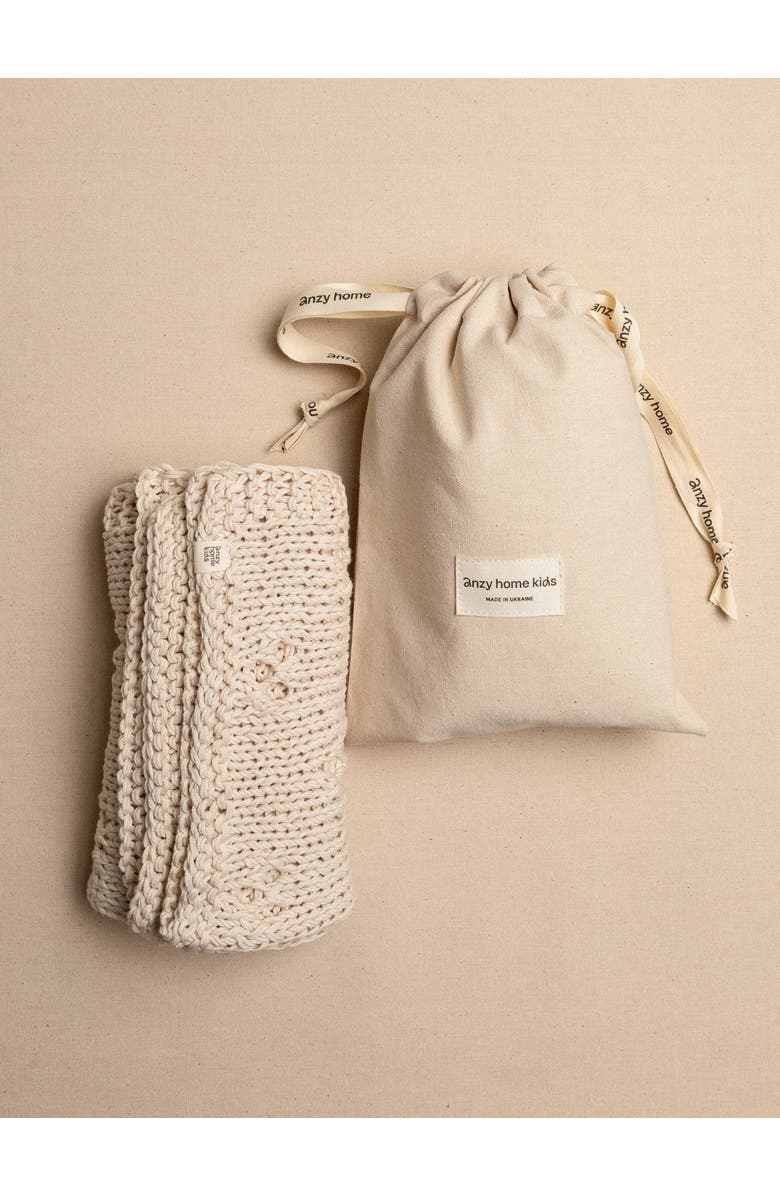 Anzy Home Baby Blanket Hand-Knitted Pointelle, Alternate, color, Sand