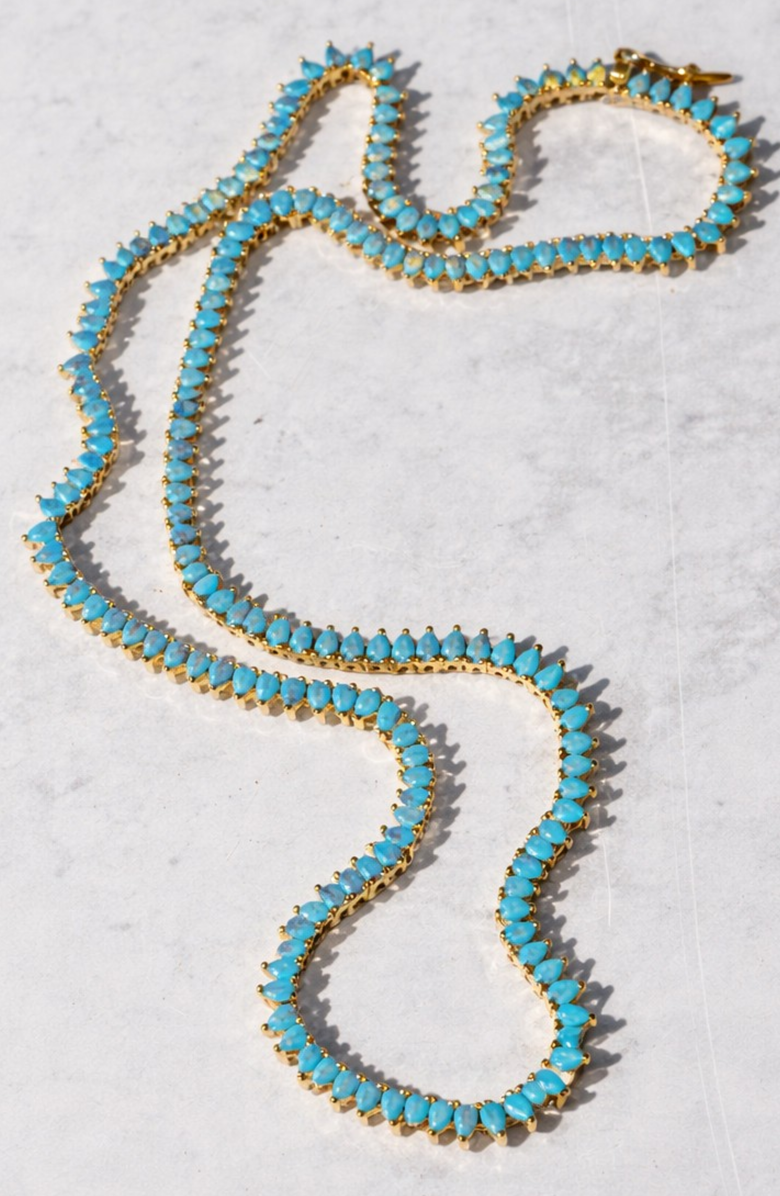 NATIVE GEM Symphony Turquoise Teardrop Tennis Necklace, Alternate, color,