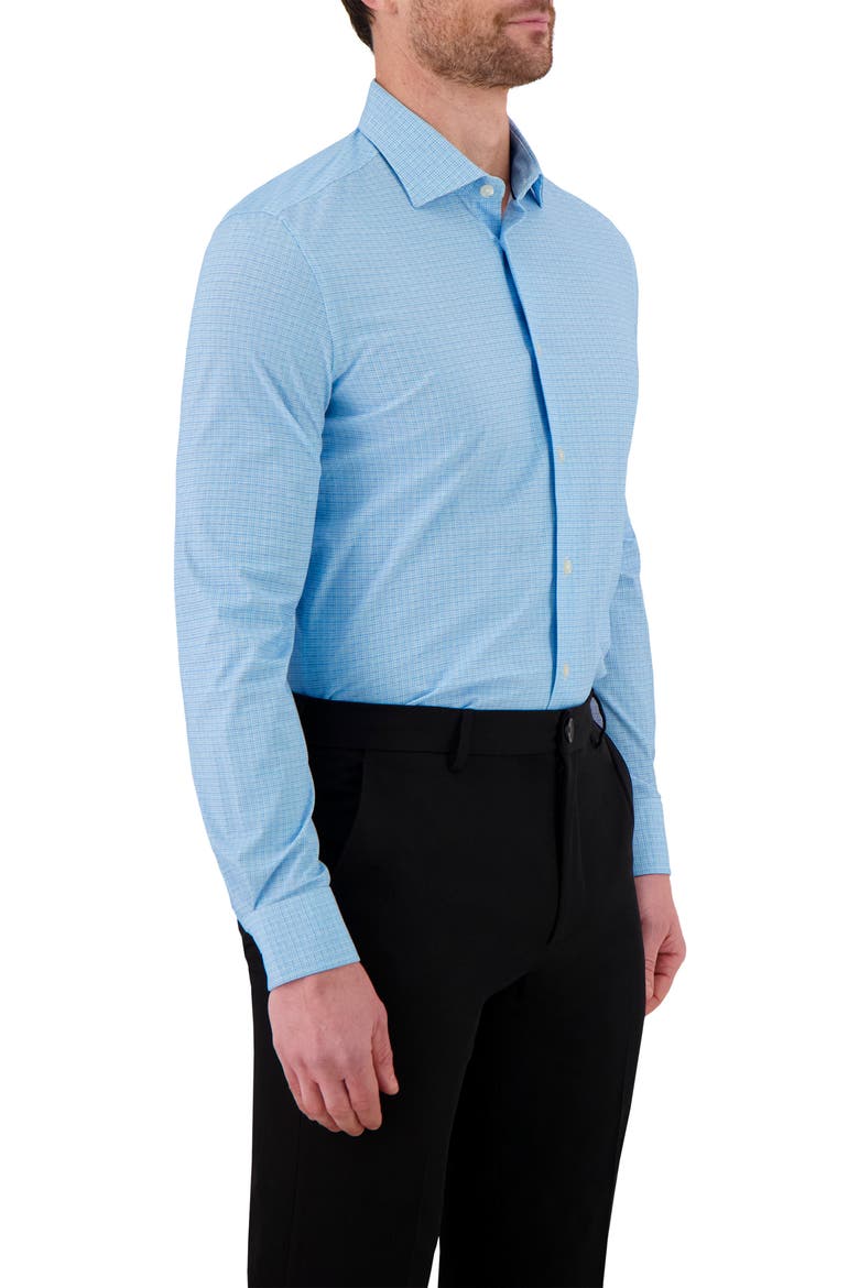 Modern Fit Microcheck Tech Stretch Dress Shirt, Alternate, color, LIGHT BLUE