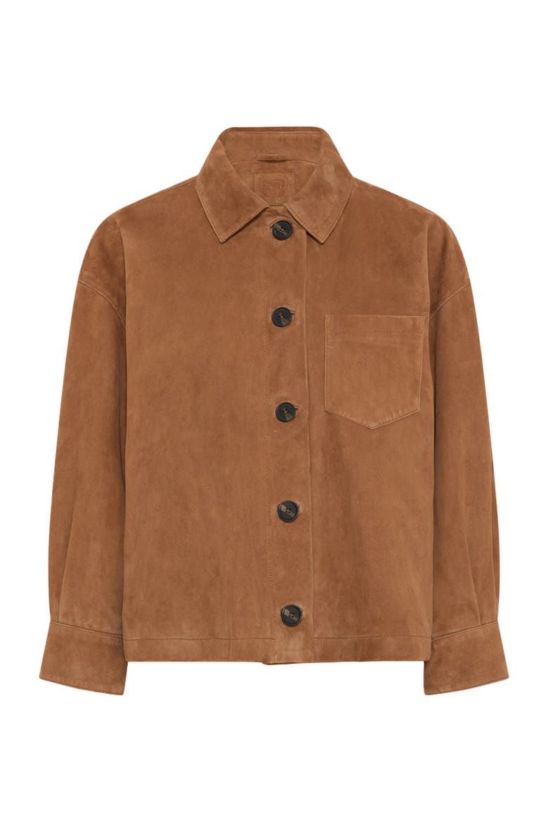Tanael Suede Leather Jacket, Alternate, color, Straw