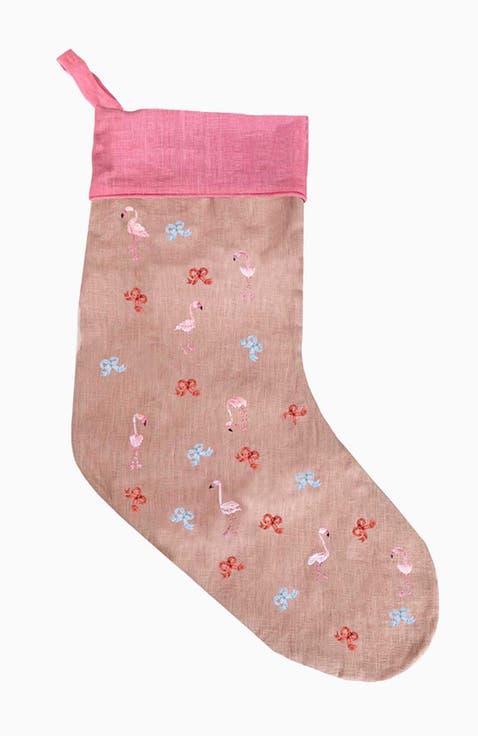 Bowing Flamingos Holiday Stocking