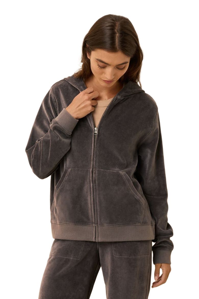 Organic Cotton Pure Velour Zip Hoodie, Alternate, color, Graphite