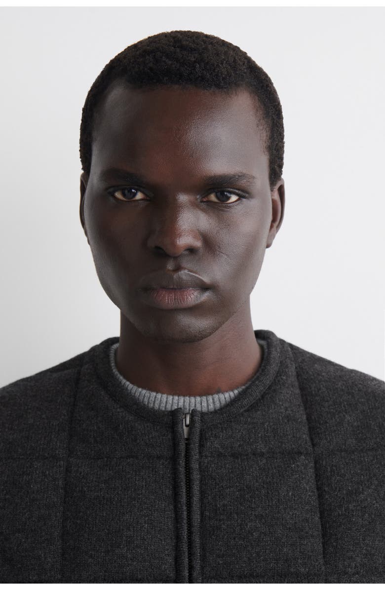 COS Padded Quilted Knit Merino Wool Vest, Alternate, color, Charcoal Mélange