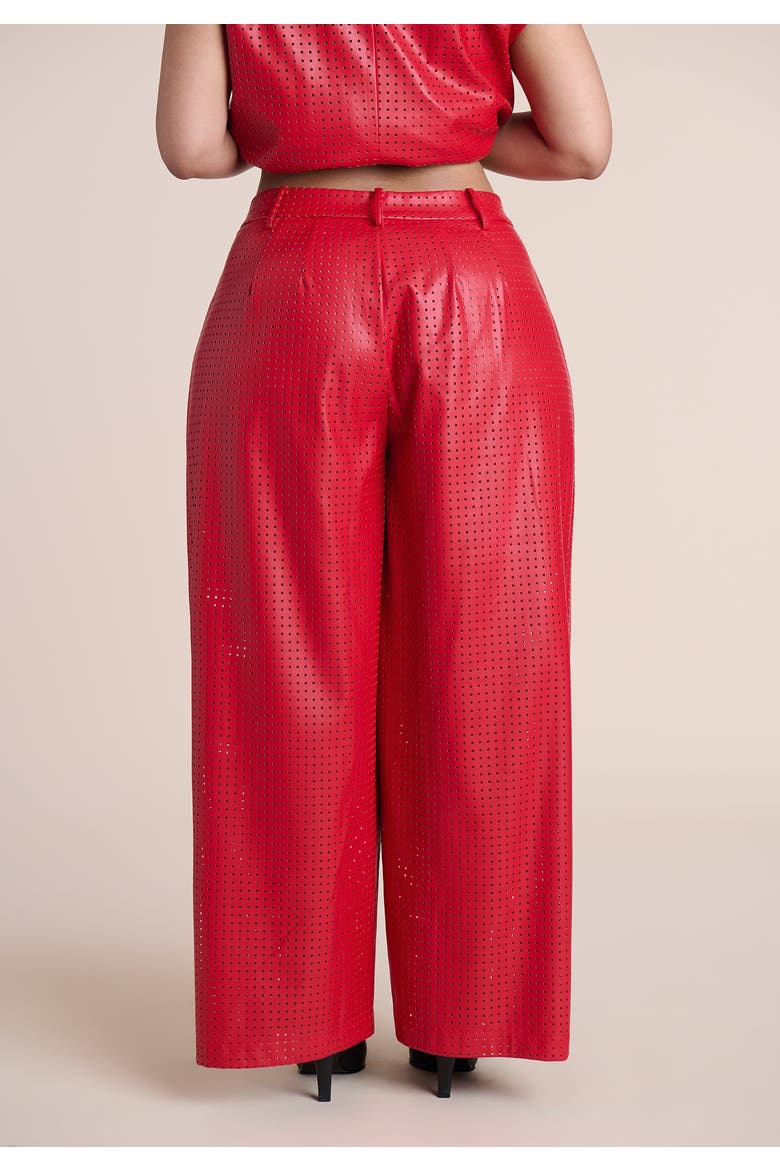 Perforated Faux Leather Pant, Alternate, color, BARBADOS CHERRY