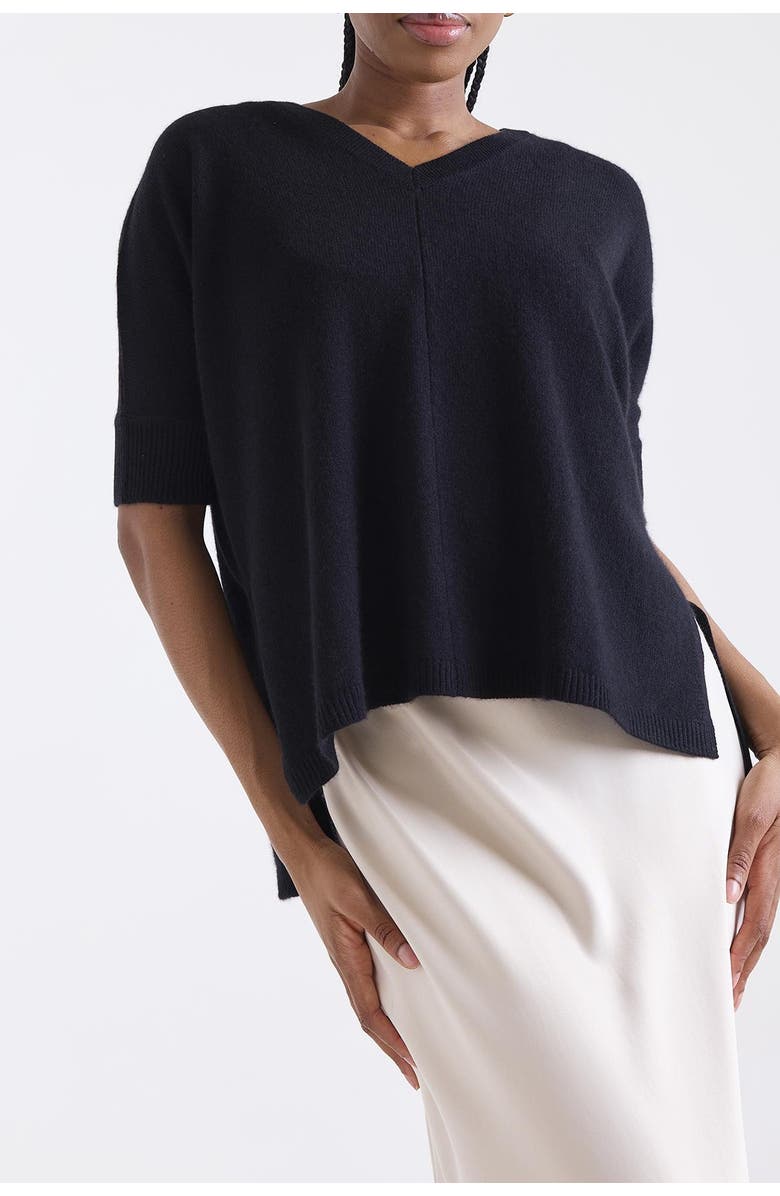 1982 Venetia Vee V-Neck 100% Cashmere Sweater, Alternate, color, Black