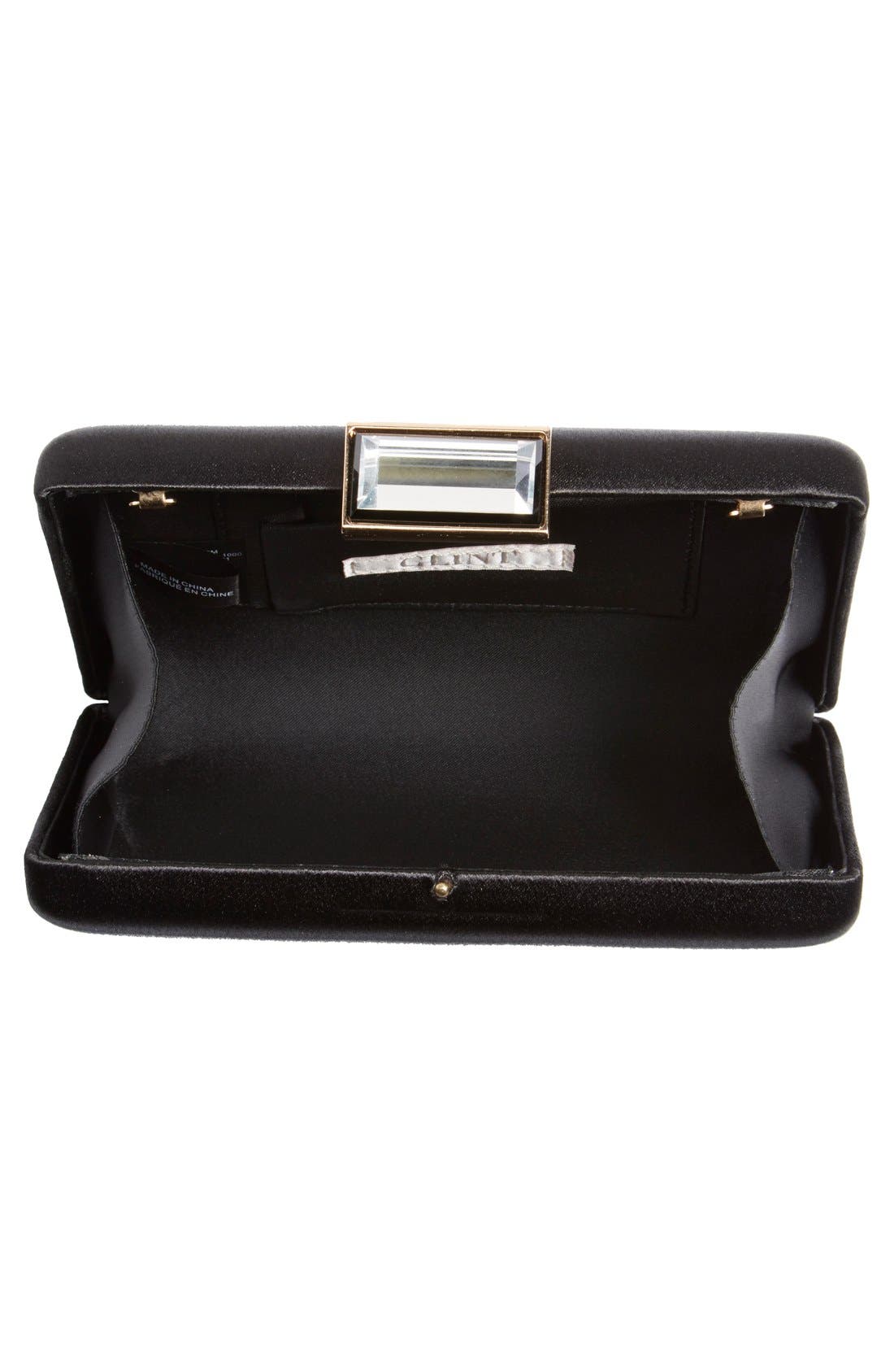 'Gioiello' Satin Clutch, Alternate, color, BLACK