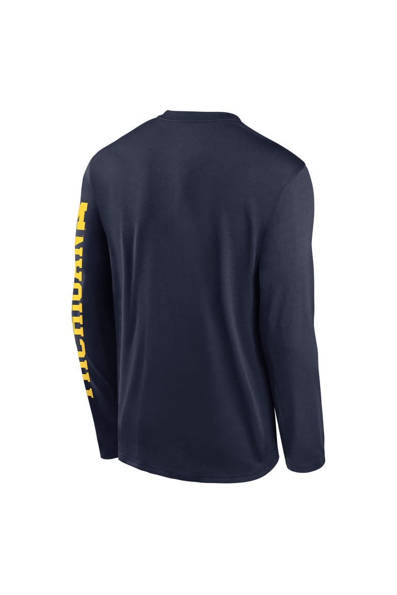 Men's Jordan Brand  Navy Michigan Wolverines Primetime Logo Sleeve Legend Dri-FIT Long Sleeve T-Shirt, Alternate, color, Navy