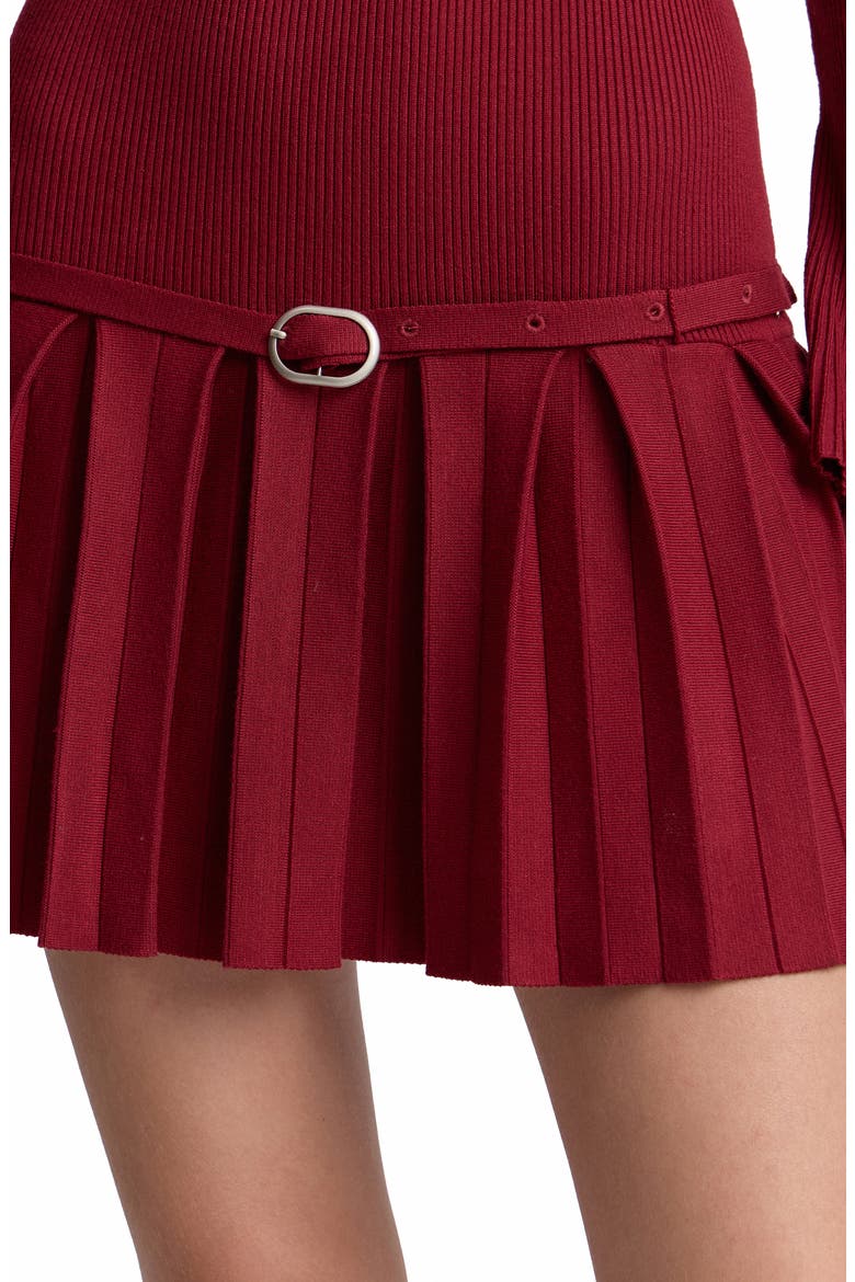 Drop Waist Pleated Sweater Dress, Alternate, color, RUSSET