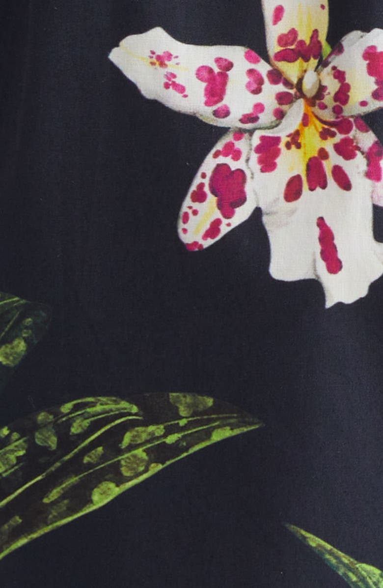 Oscar de la Renta Orchid Print Stretch Poplin Minidress, Alternate, color, 