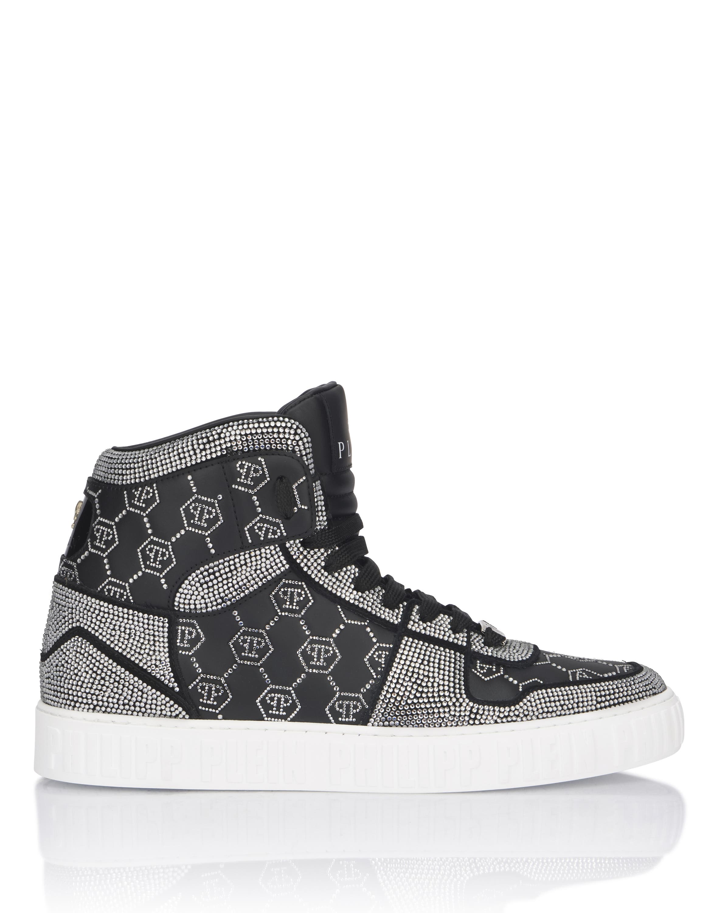 High Top Sneakers Carson Monogram Strass Unisex, Alternate, color, black