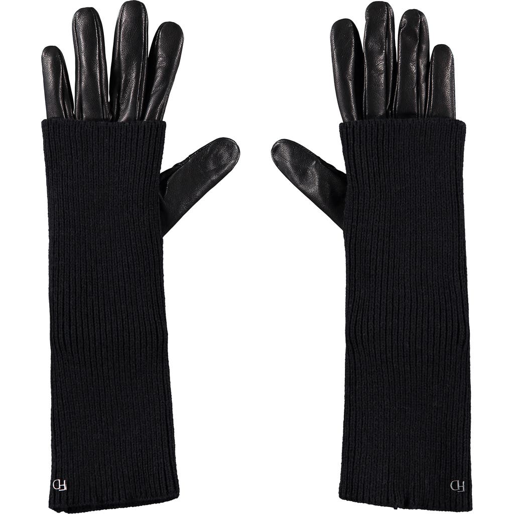 Favorite Daughter Knit Arm Warmer & Leather Gloves Set In Black