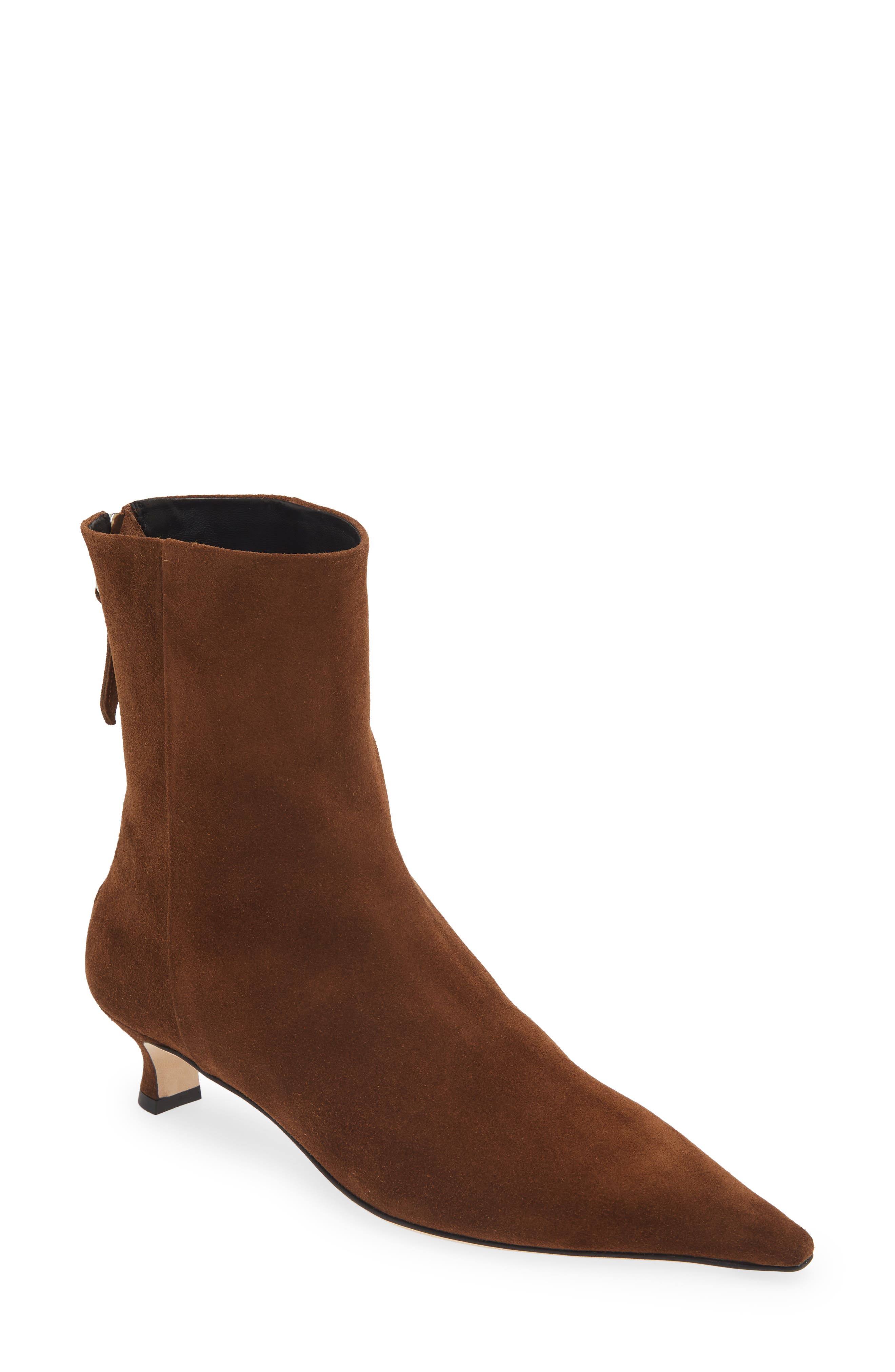 aeyde Zoe Kitten Heel Bootie, Main, color, Brown