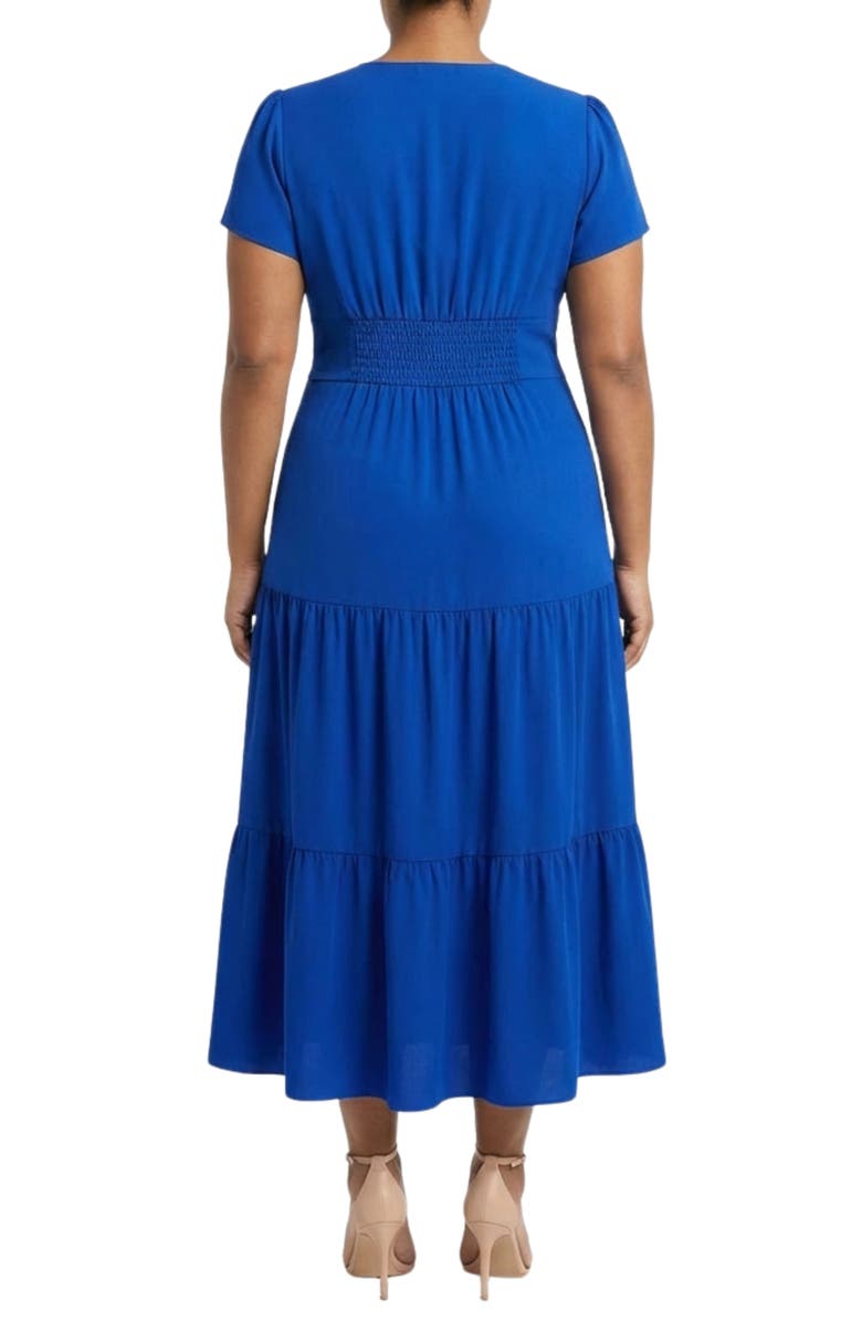 London Times Twist Front Tiered Maxi Dress, Alternate, color, Blue