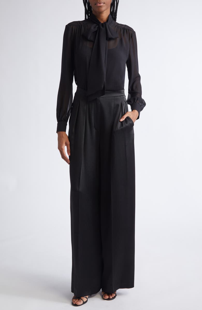 Michael Kors Collection High Waist Wide Leg Palazzo Trousers, Alternate, color, Black