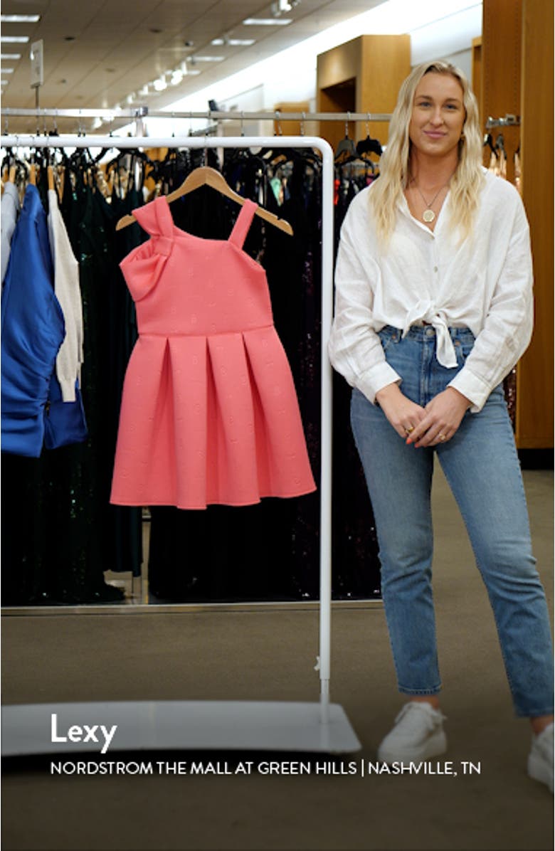 Kids' Shoulder Bow Scuba Crepe Dress, sales video thumbnail