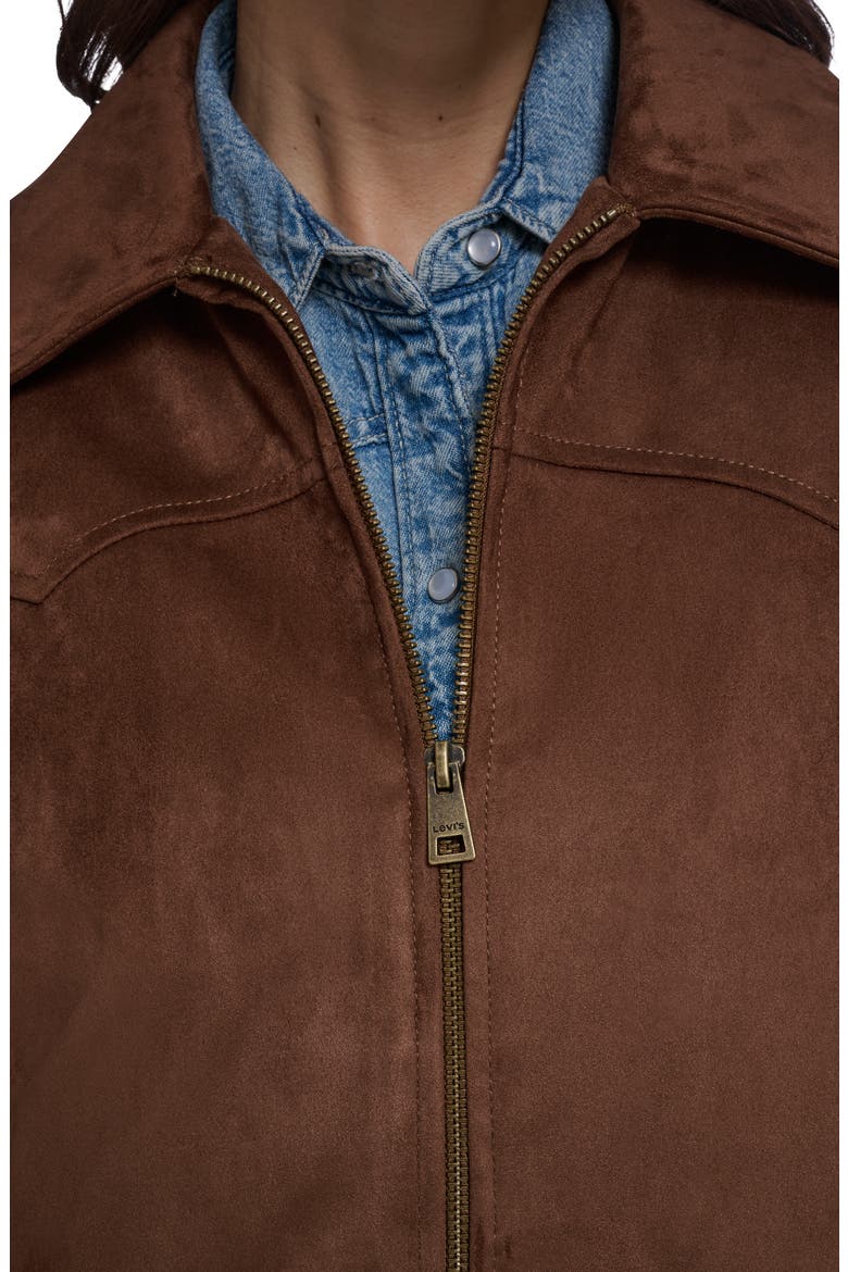 Western Yoke Faux Suede Bomber Jacket, Alternate, color, MAPLE