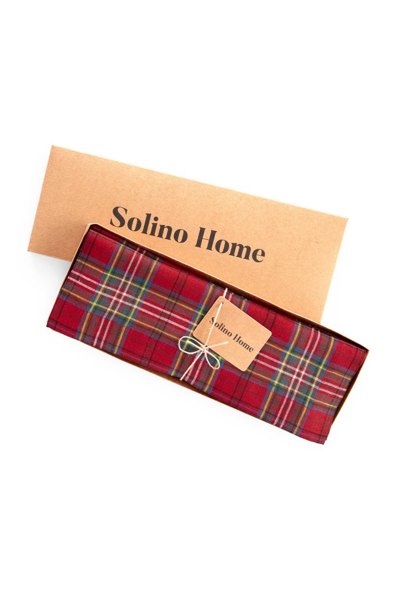 Linen Placemats Set of 4, 14 x 19" - Classic Tartan Plaid, Alternate, color, Red