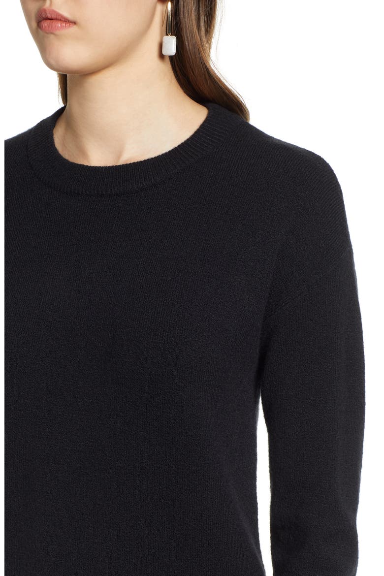 Crewneck Wool Blend Sweater, Alternate, color, BLACK