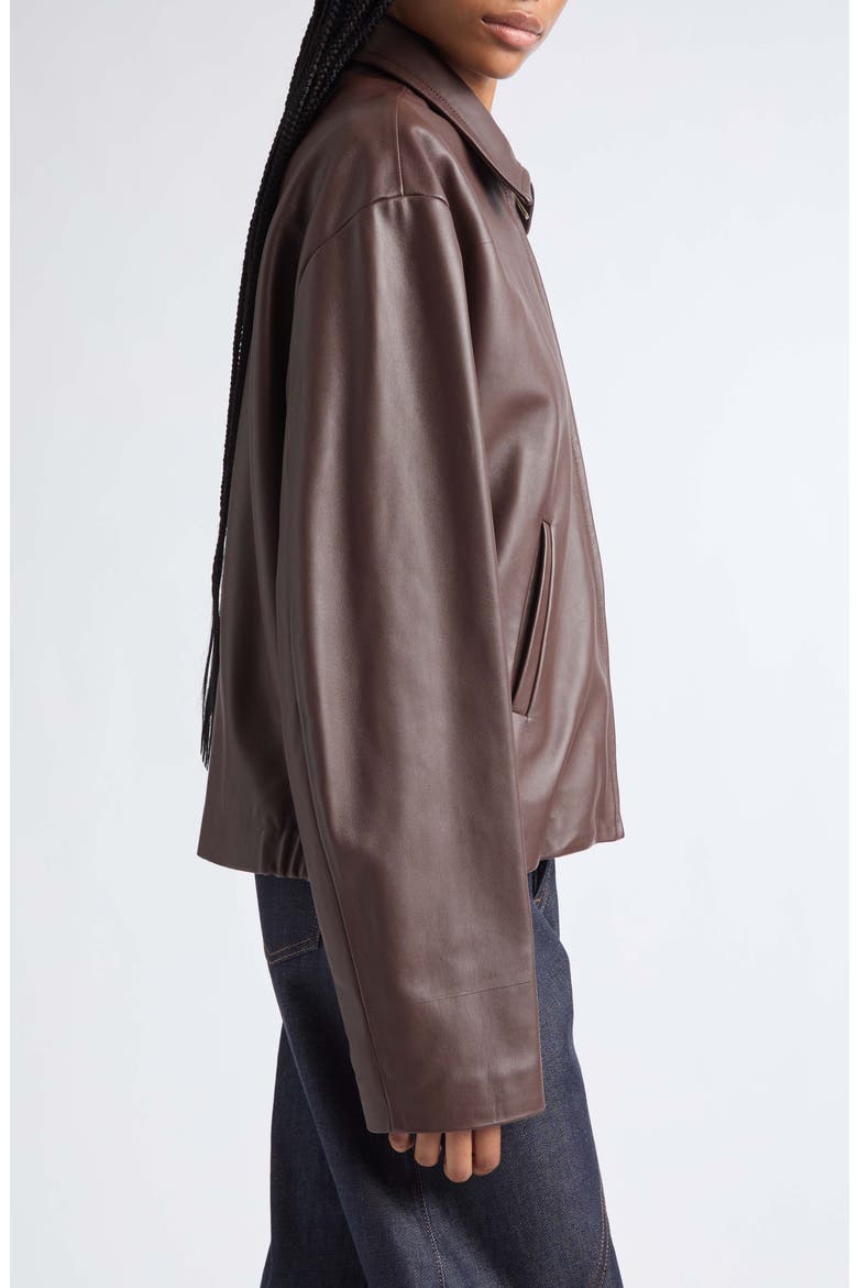 Lambskin Leather Blouson Jacket, Alternate, color, CHOCOLATE BROWN