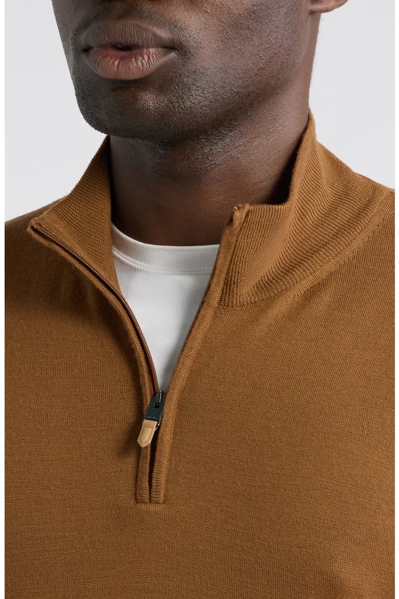 Quarter Zip Wool Sweater, Main, color, BROWN