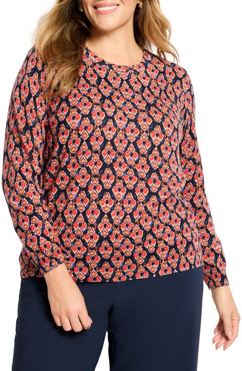 Harvest Ikat Pure Cotton Crewneck Sweater (Plus)