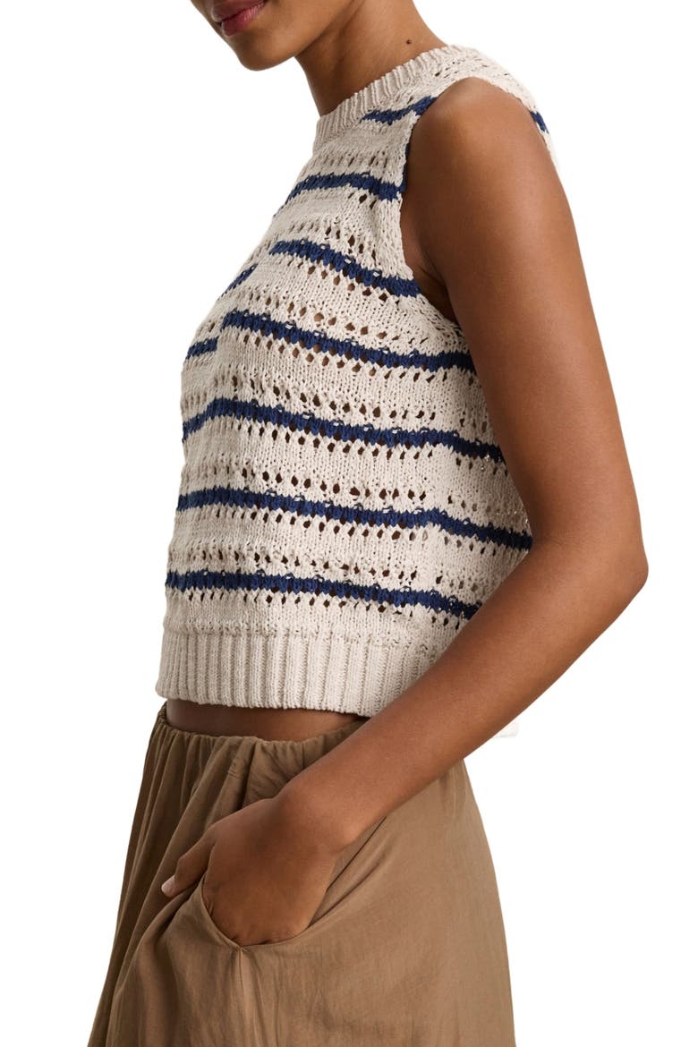 Calista Crochet Sweater Vest, Alternate, color, ECRU/ BLUE MULTI