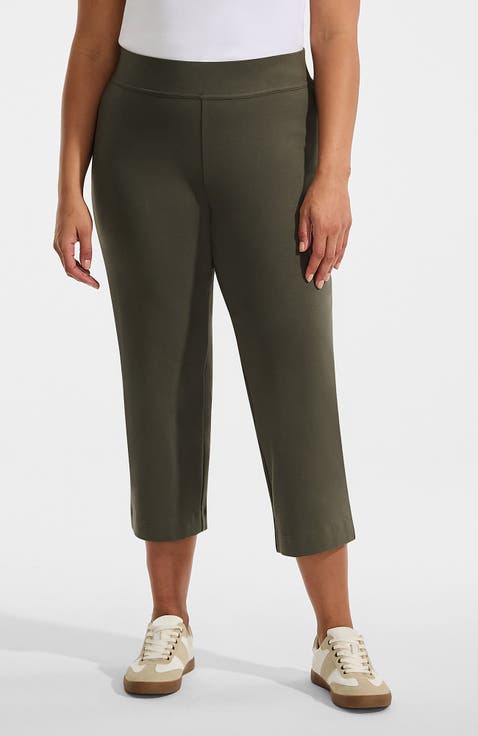 Plus Size Starfish Mid Rise Pull On Crop Pants