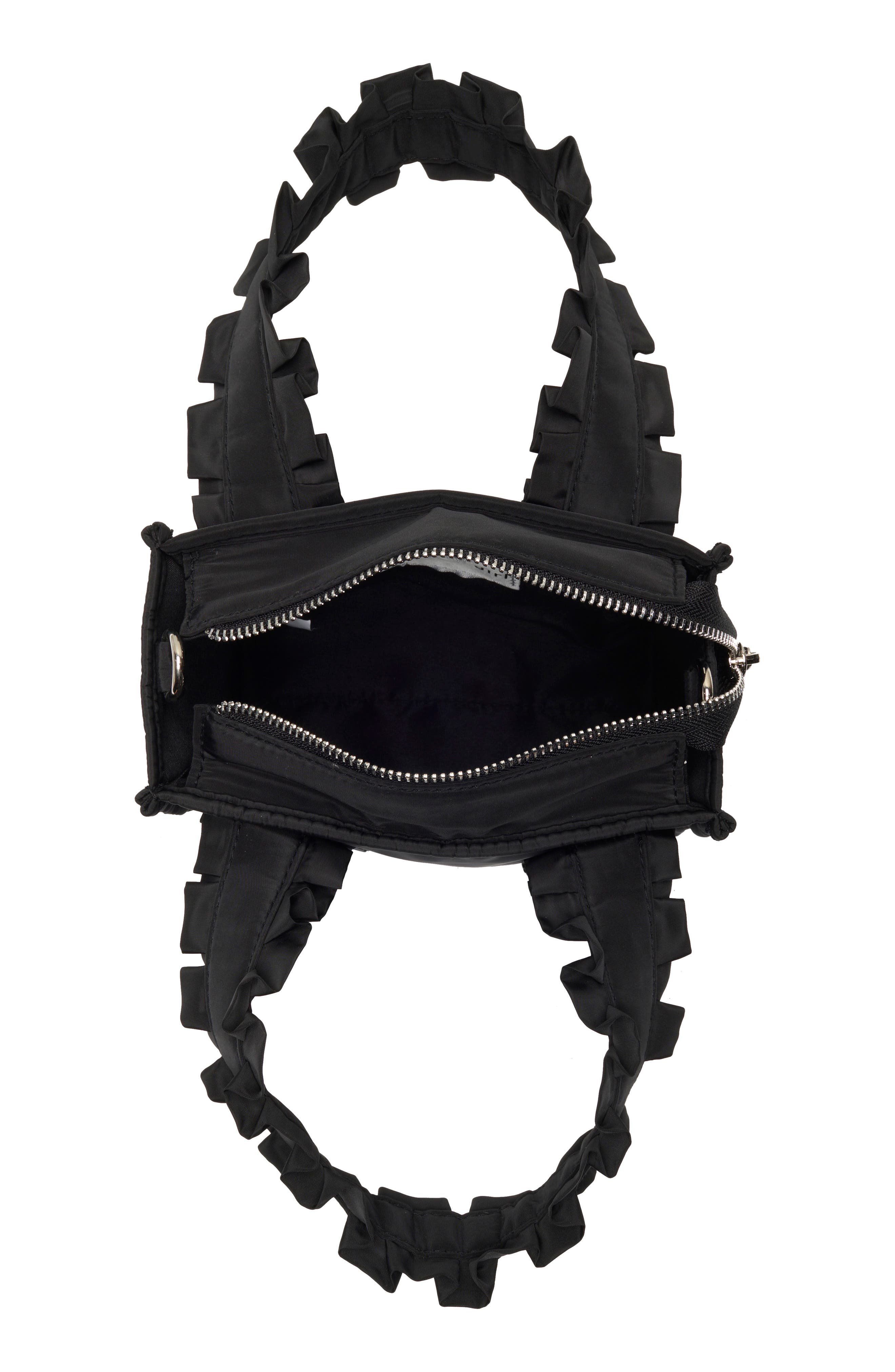 Madden Girl Ruffle Nylon Mini Tote, Alternate, color, Black