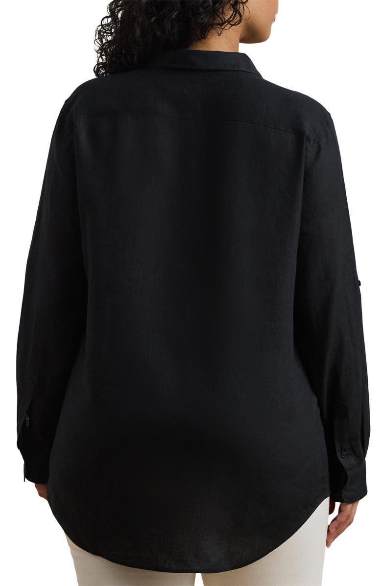 Lauren Ralph Lauren Karrie Tissue Linen Button-Up Shirt, Alternate, color, Polo Black