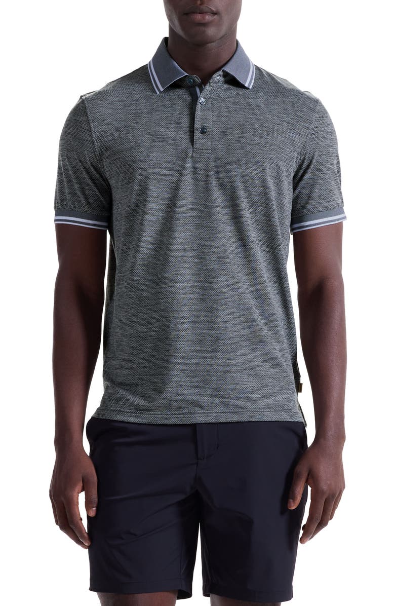 Bugatchi Microdot Mélange Performance Polo, Main, color, Black