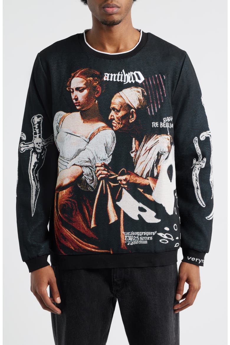 Antihero Judith Jacquard Sweatshirt, Main, color, BLACK