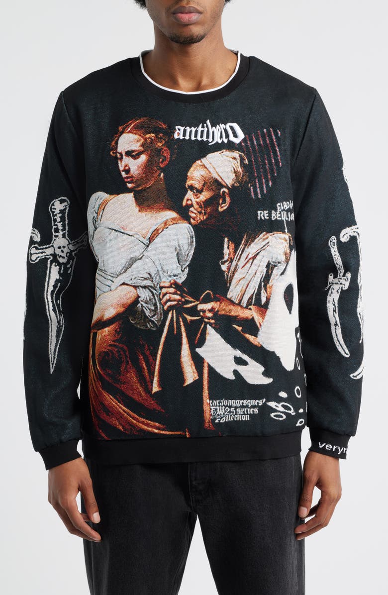 VERYRARE Antihero Judith Jacquard Sweatshirt, Main, color, Black