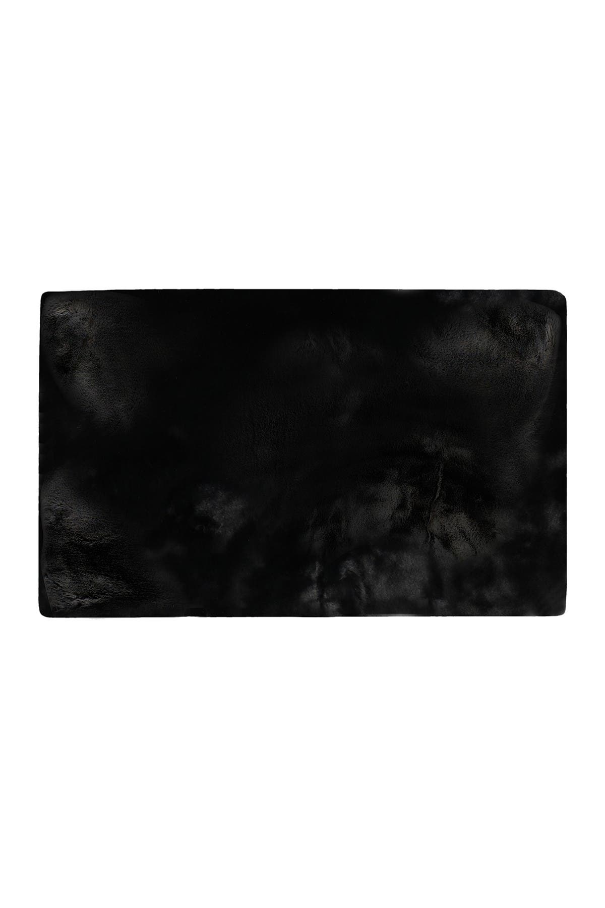 LUXE Faux Fur Rectangular Throw 3' X 5' - Black