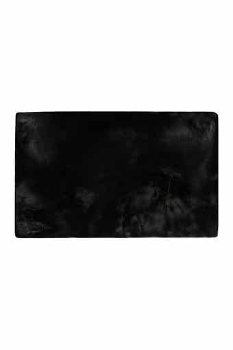 Luxe Faux Fur Rectangular Throw 3' X 5' - Black