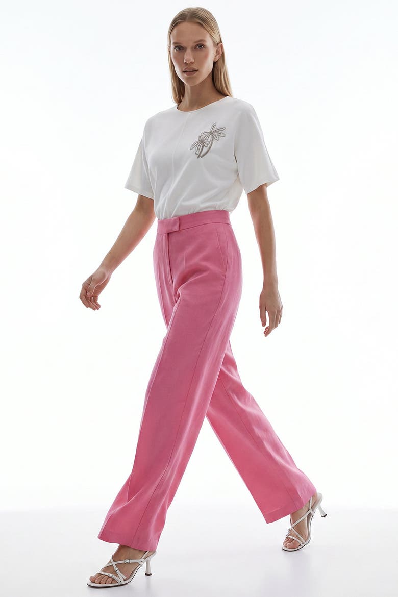 Octavia Wide Leg Linen Pants, Alternate, color, PINK