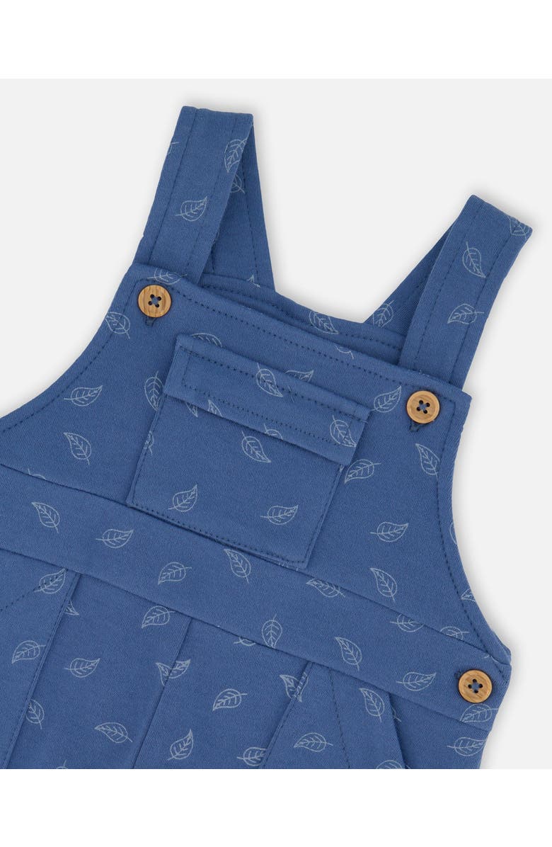 Deux par Deux Organic Cotton Allover and Overalls Set Leaf, Alternate, color, Blue