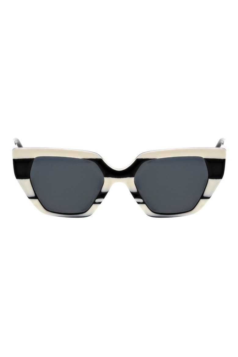51mm Square Cat Eye Sunglasses, Main, color, BLACK WHITE