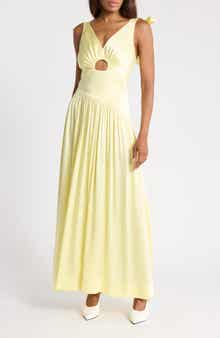 Ruched Cutout V-Neck Gown