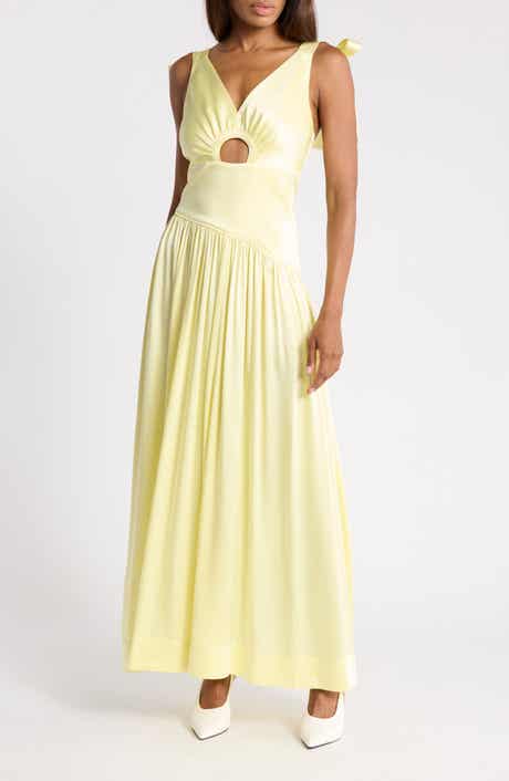 Ruched Cutout V-Neck Gown