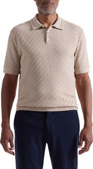 Bugatchi Basket Stitch Cotton Blend Polo Sweater