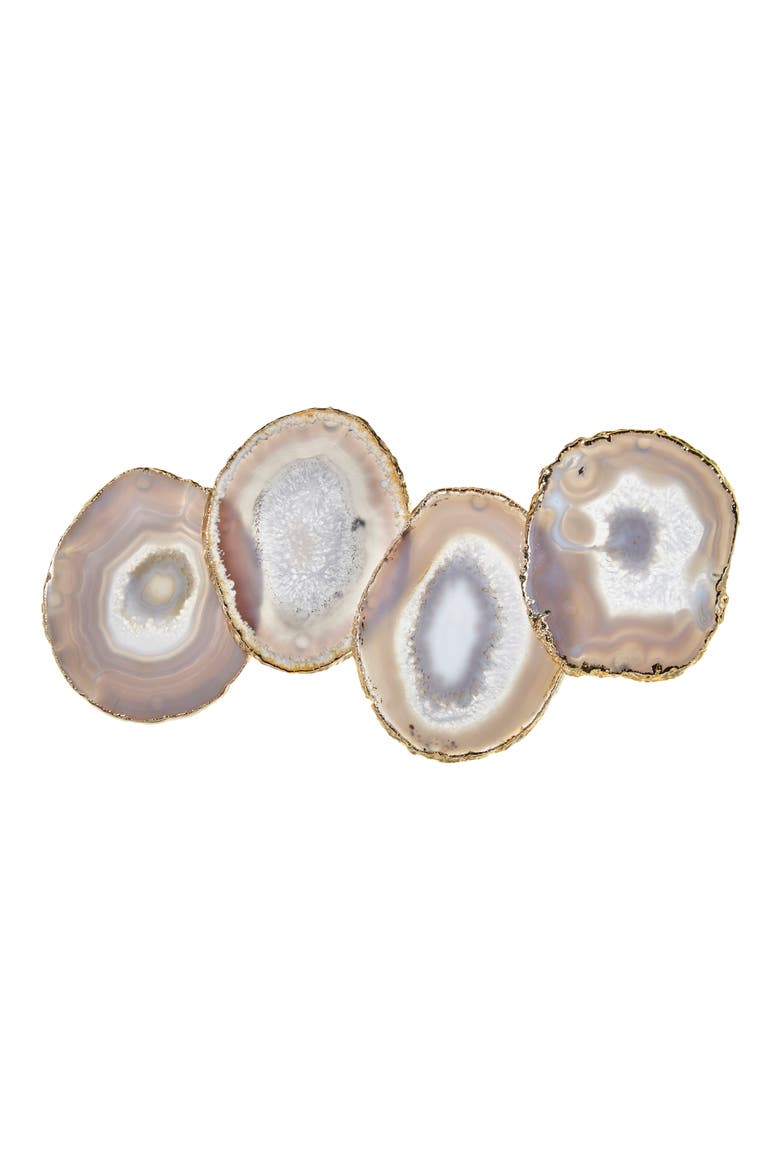 Lumino Set of 4 Smoke Agate Coasters, Main, color, GREY AND GOLD
