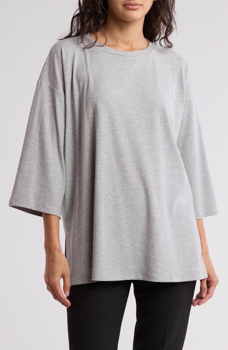Eileen Fisher Crewneck Three-Quarter Sleeve Top, Main, color,