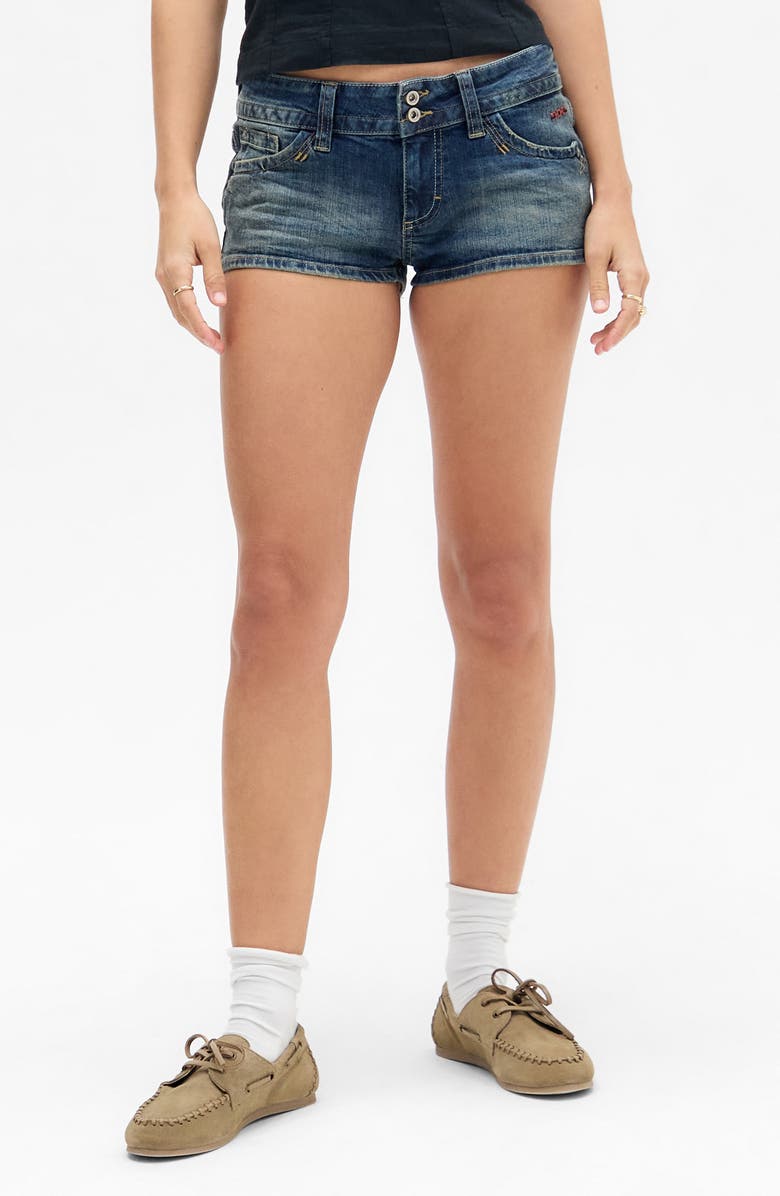 BDG Urban Outfitters Piper Low Rise Denim Shorts, Main, color, Dark Vintage