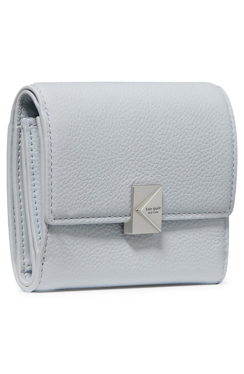 Kate Spade New York deco small pebbled leather flat wallet, Alternate, color, Pale Sapphirine