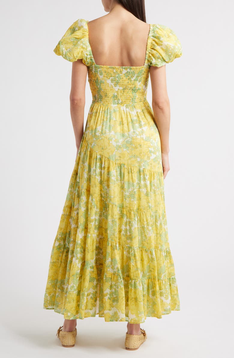 Free People Sundrenched Floral Tiered Maxi Sundress, Alternate, color, Butter Combo