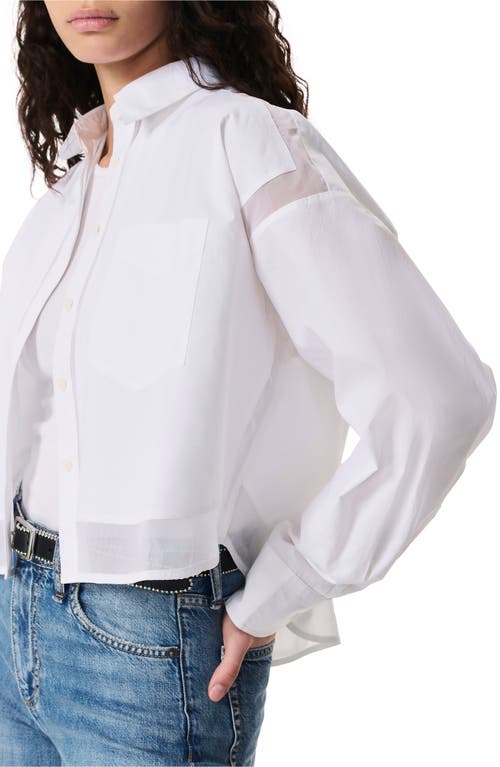 Rag & Bone Beatrice Mixed Media Crop Button-up Shirt In White
