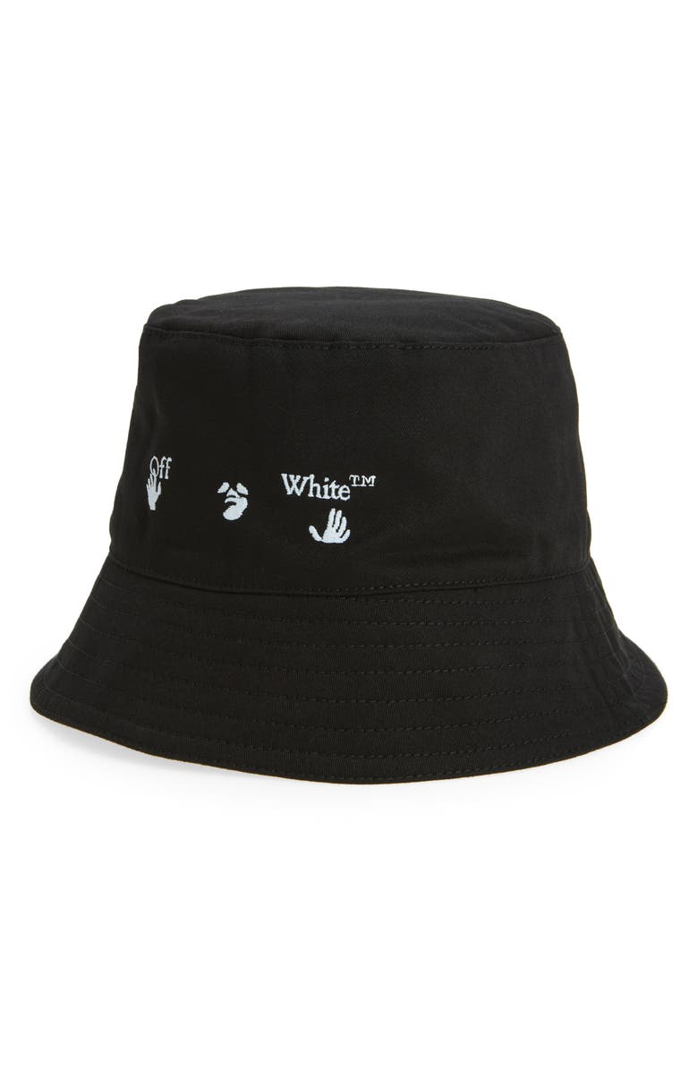 Off-White Logo Bucket Hat, Main, color, Black And White