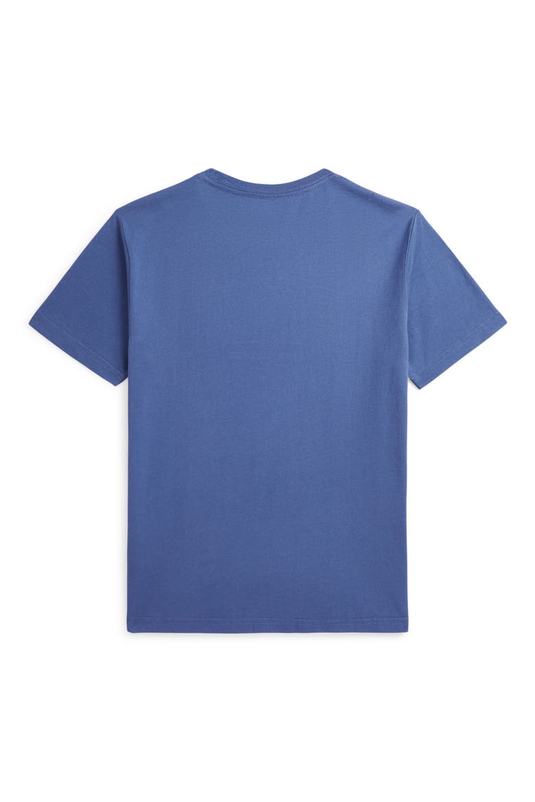 Kids' Madras Logo Appliqué T-Shirt, Alternate, color, BLUE HEAVEN