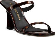 Stuart Weitzman Vinnie 85 Patent Leather Wedge Slide Sandal