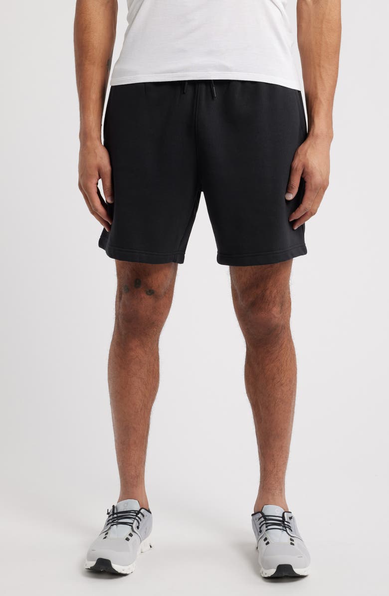 Zella Vital Fleece Performance Shorts, Main, color, Black Caviar